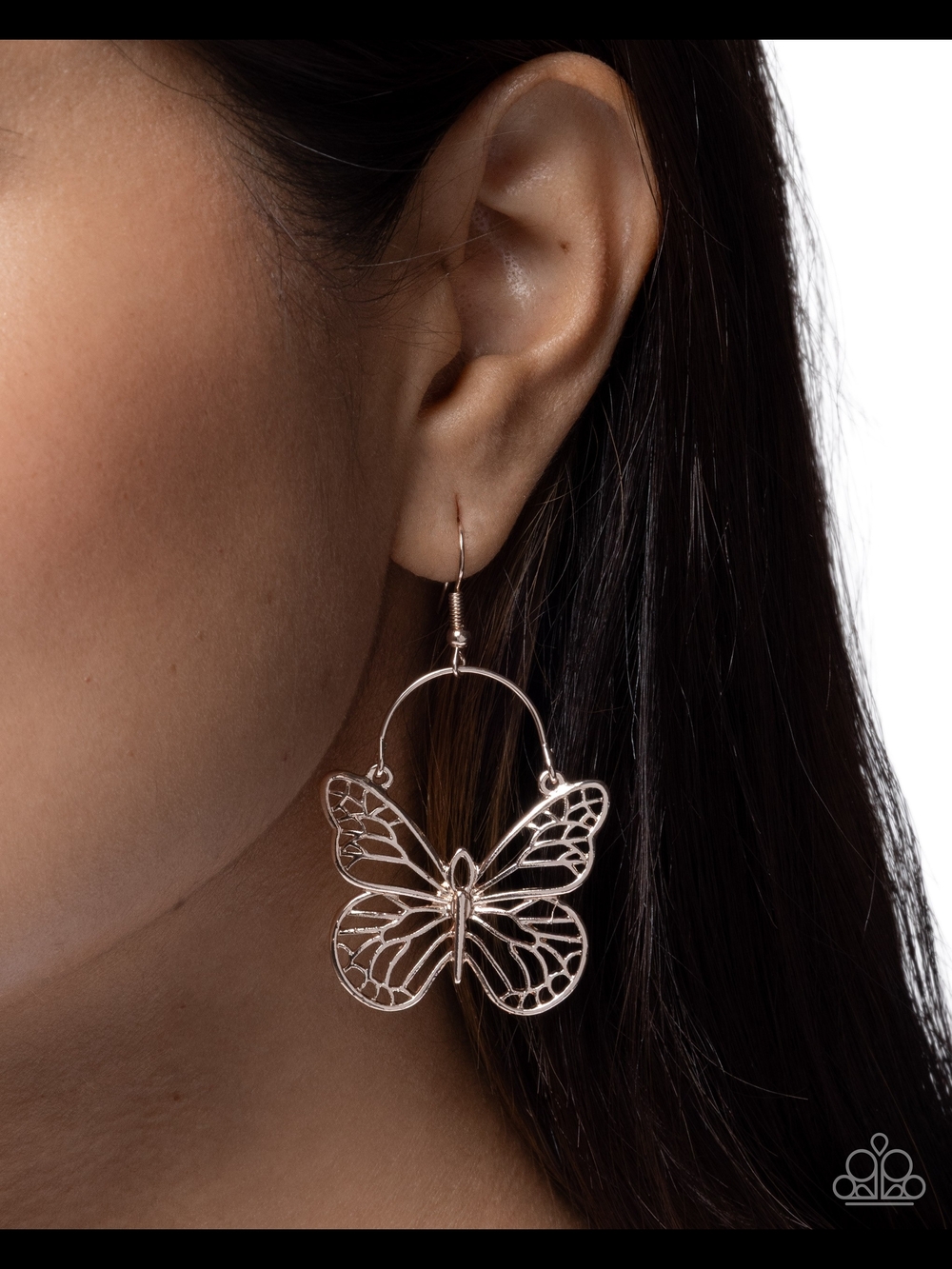 Paparazzi Rose Gold Filigree Butterfly Hoop Earrings
